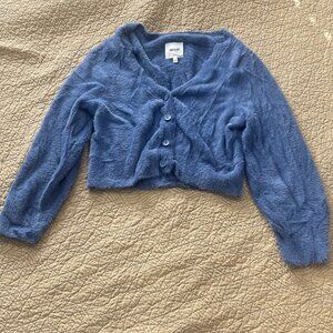 Aerie Fuzzy Blue Cropped Cardigan Large - Very soft!!